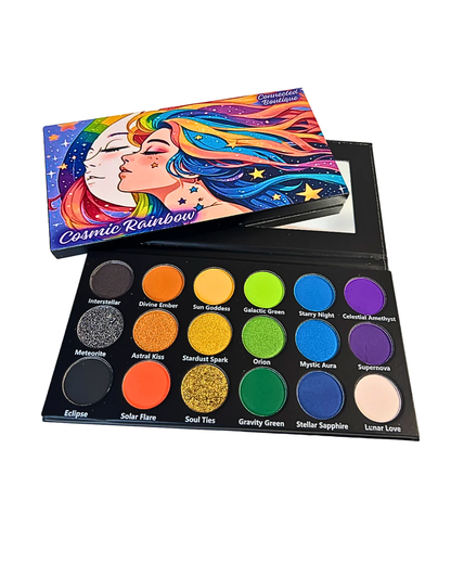 Connected Boutique - Cosmic Rainbow 18‐Shade Eyeshadow Palette – Celestial Hues & Glitter