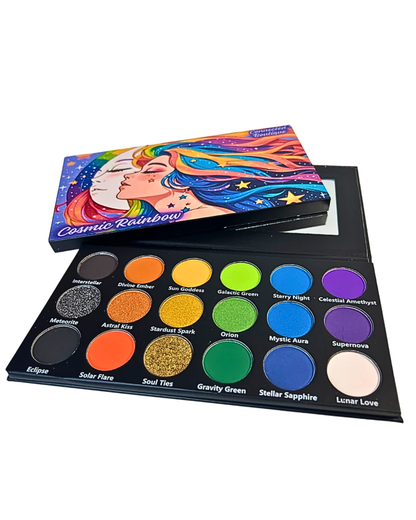 Connected Boutique - Cosmic Rainbow 18‐Shade Eyeshadow Palette – Celestial Hues & Glitter