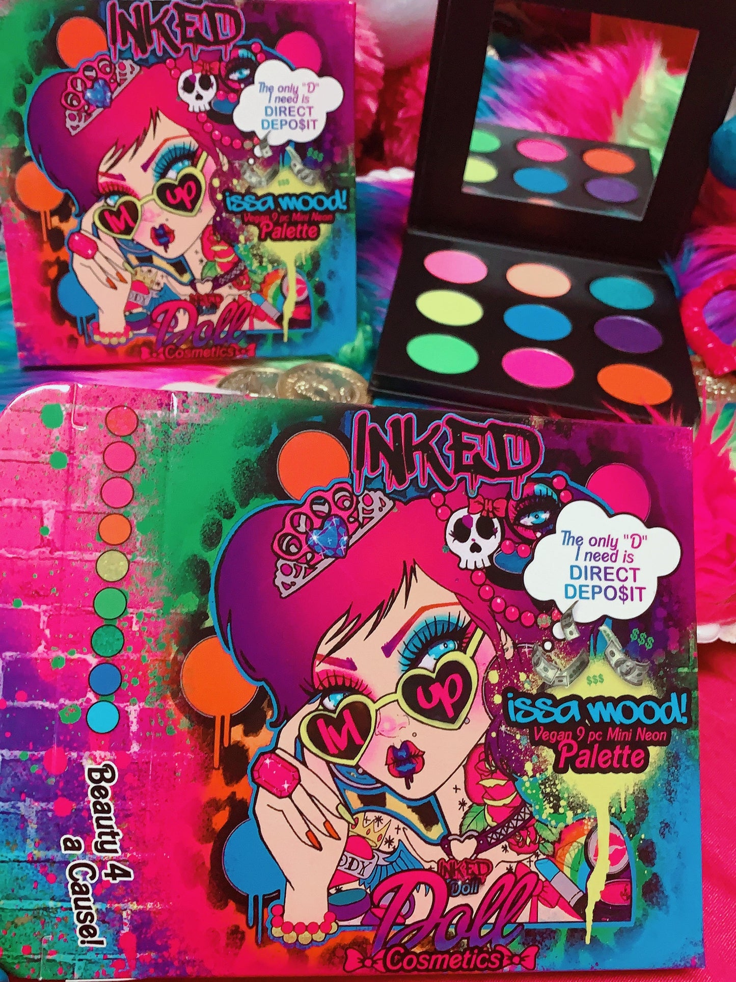 Inked Doll Cosmetics - ISSA MOOD!! 9 PC MINI *BLACKLIGHT* NEON PALETTE