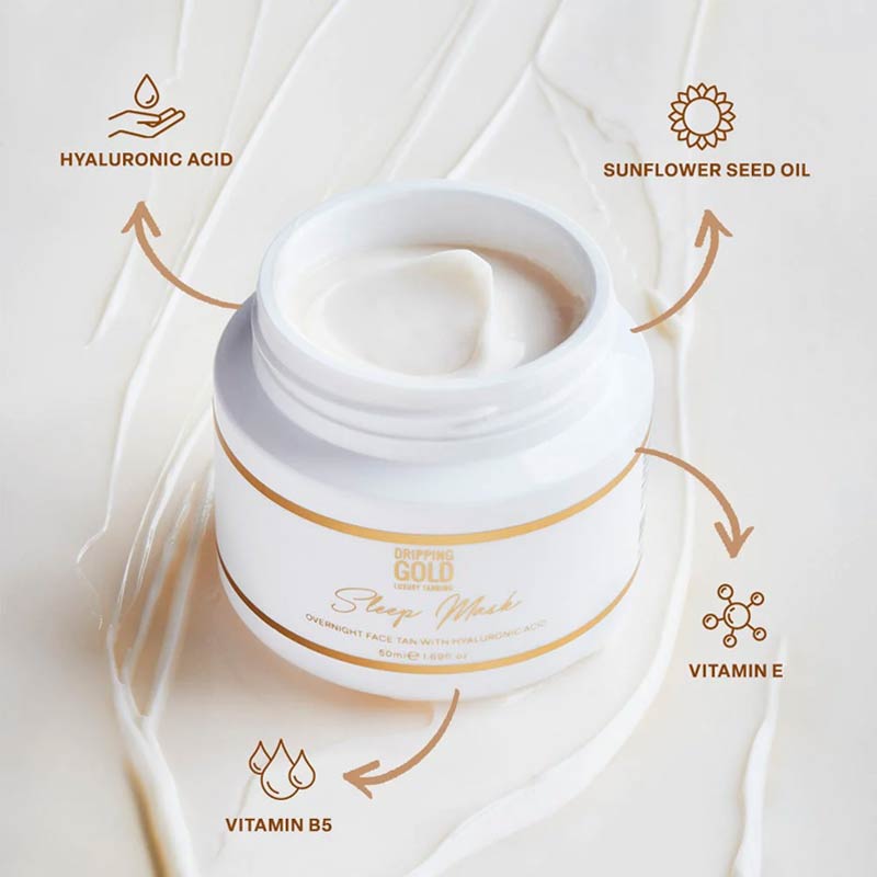 Dripping Gold Sleep Mask Overnight Face Tan with Hyaluronic Acid
